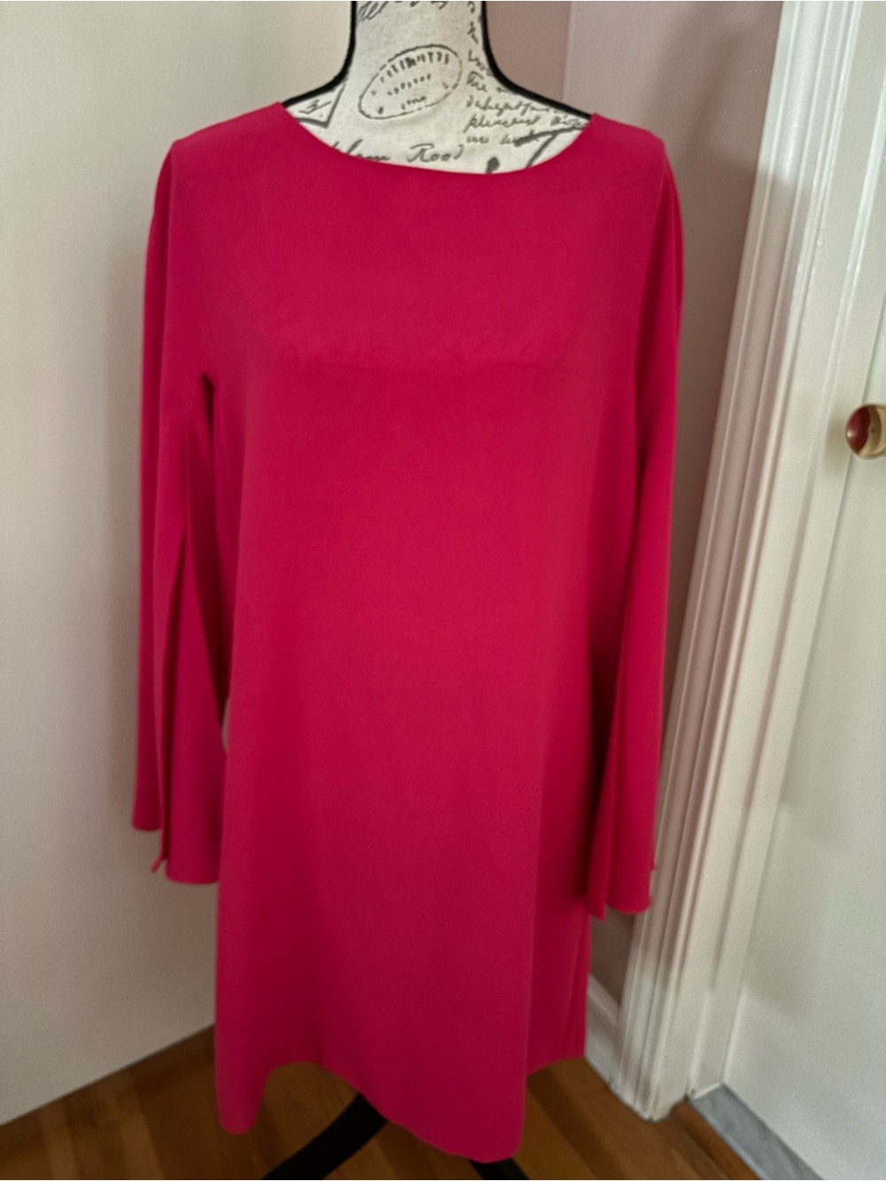 Zara Hot Pink Long-Sleeve Shift Dress